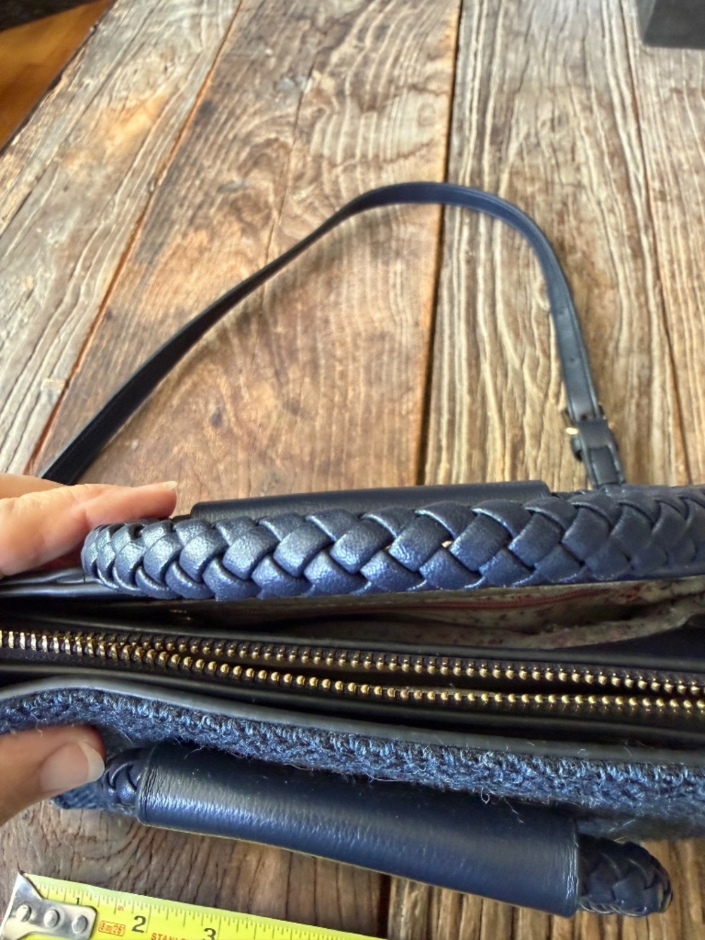 Islander The Aran Tote Crossbody Clutch Harris Tweed in Navy Herringbone - Picture 12 of 12